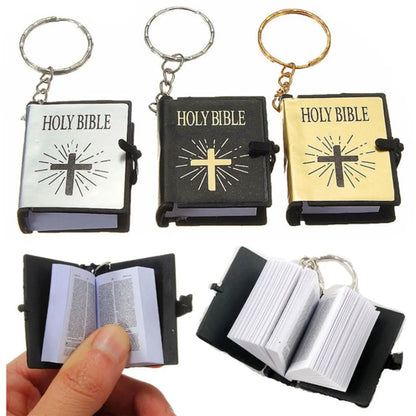 CILIFER® Mini English HOLY BIBLE Keychains Christian Jesus Cross Muslim Keyrings Women Bag Charm Prayer God Bless Key Holder Accessories