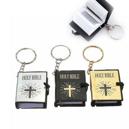 CILIFER® Mini English HOLY BIBLE Keychains Christian Jesus Cross Muslim Keyrings Women Bag Charm Prayer God Bless Key Holder Accessories