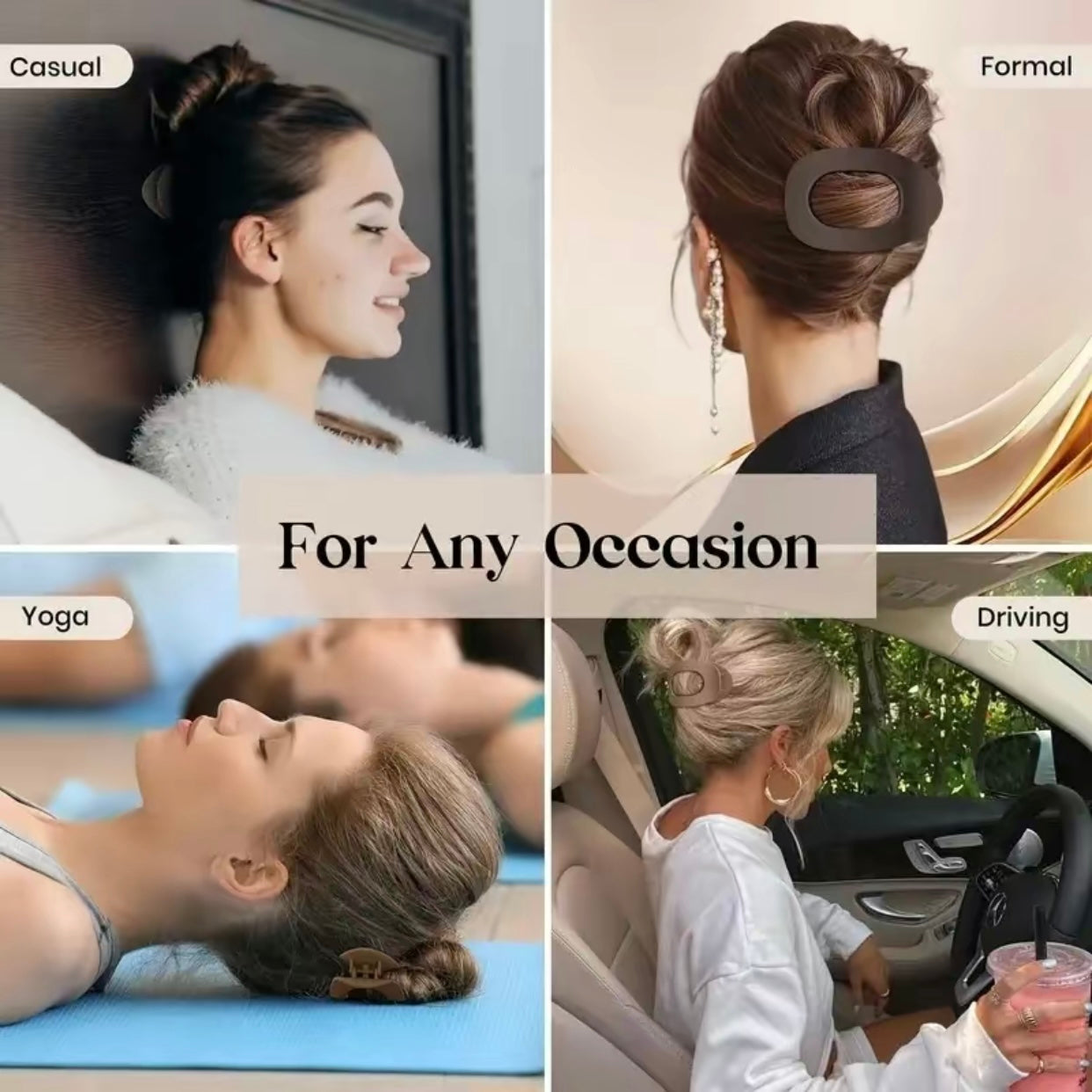 [SUMMER SALE] CZTICLE® Solid Color Hair Clip, 4pcs Oval Acrylic Hair Clips Set for Women