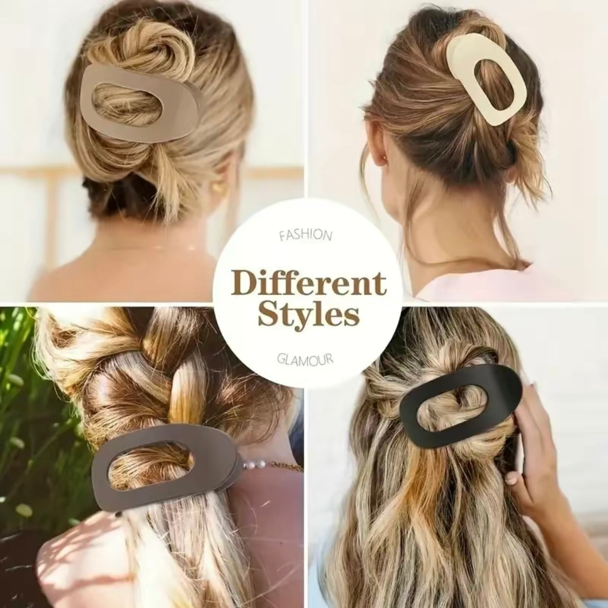 [SUMMER SALE] CZTICLE® Solid Color Hair Clip, 4pcs Oval Acrylic Hair Clips Set for Women