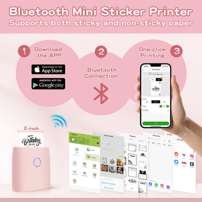 CILIFER® Mini Sticker Printer-2 Inch Bluetooth Thermal Pocket Printer