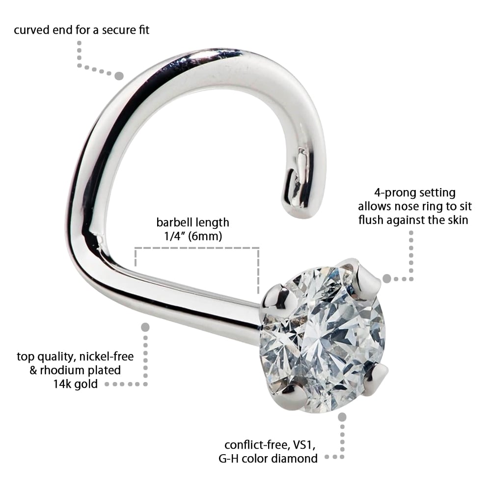 CILIFER® 2mm  Diamond Prong Nose Ring Stud