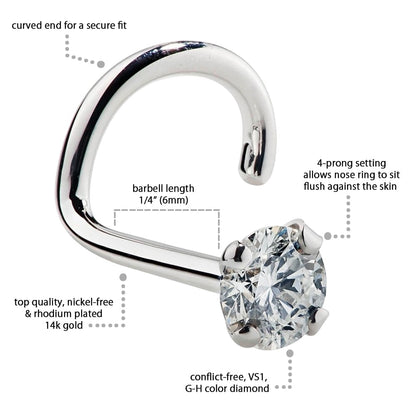 CILIFER® 2mm  Diamond Prong Nose Ring Stud