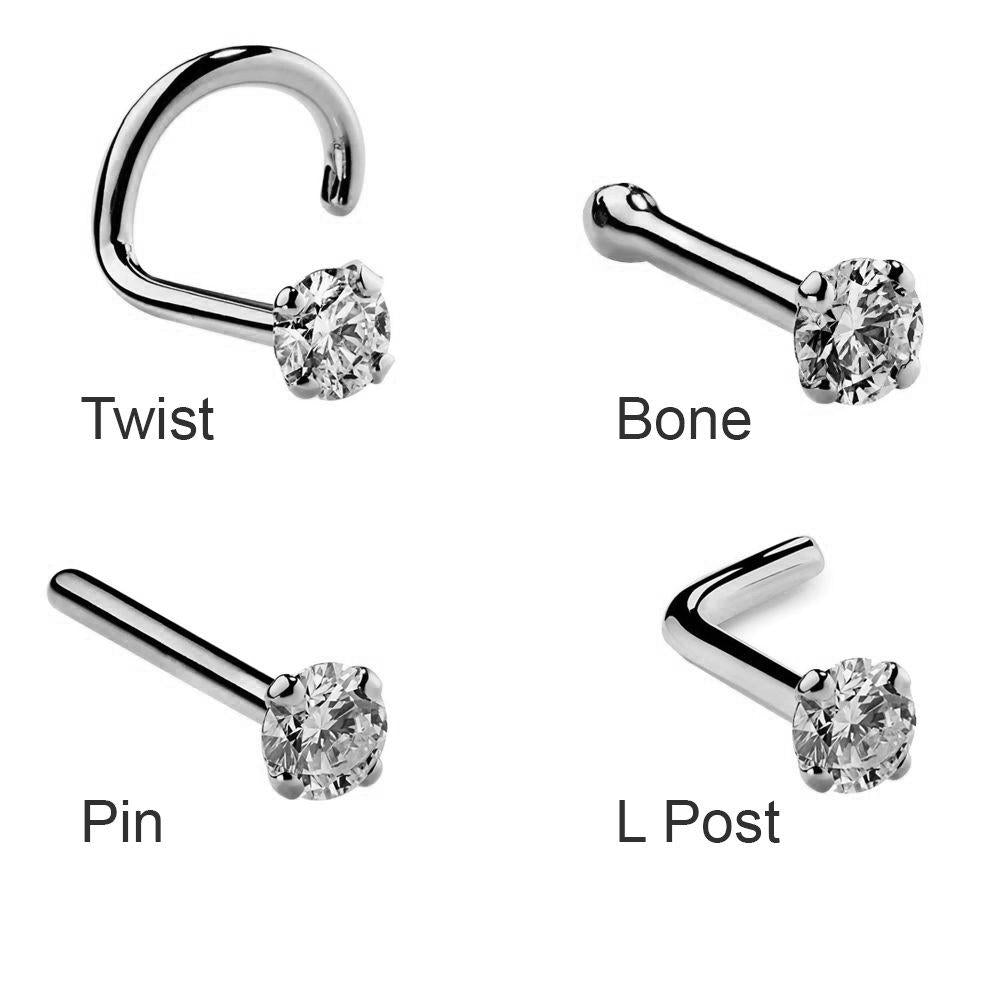 CILIFER® 2mm  Diamond Prong Nose Ring Stud