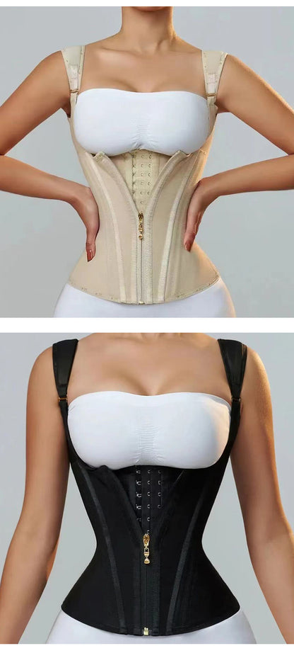 CZTICLE® Waist Trainer for Women Tummy Control Workout Faja Body Shaper Postpartum Waist Cincher Corset Shapewear with Strap Tan