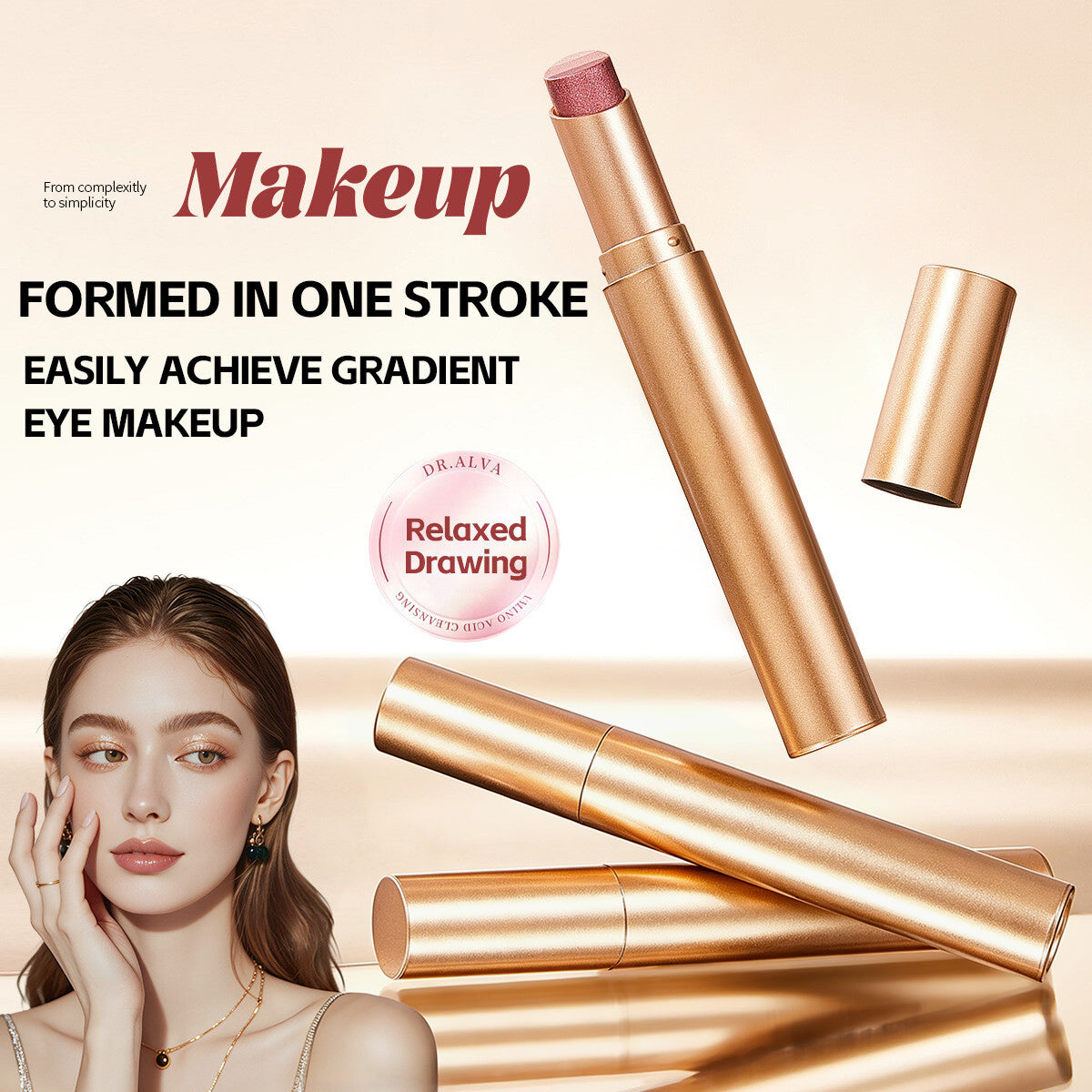 3 Color Eyeshadow Stick - One-Swipe Shimmer Glow For Effortless Eye Makeup