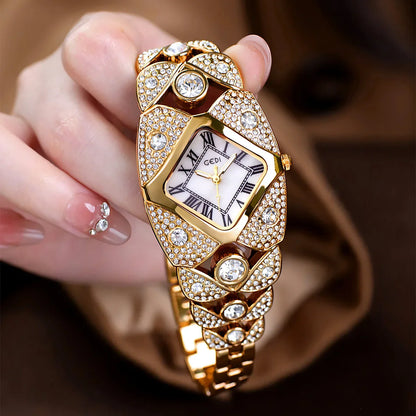 CILIFER® New Women Watch Light Luxury Brand Diamond Inlaid Bracelet Watches Waterproof Ladies Fashion Quartz Clock Wristwatch Gift