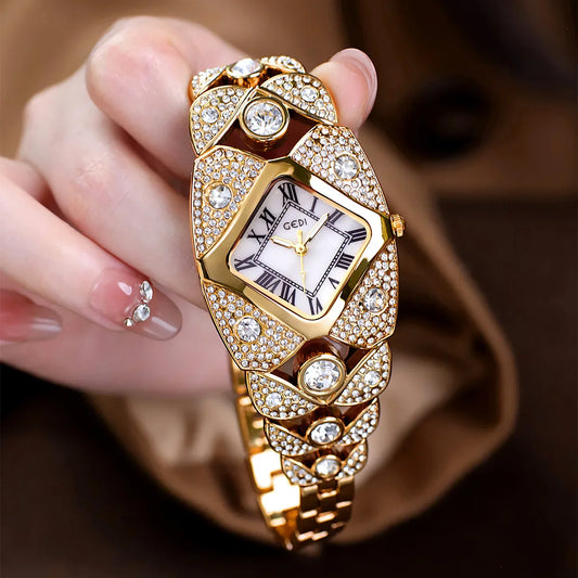 CILIFER® New Women Watch Light Luxury Brand Diamond Inlaid Bracelet Watches Waterproof Ladies Fashion Quartz Clock Wristwatch Gift
