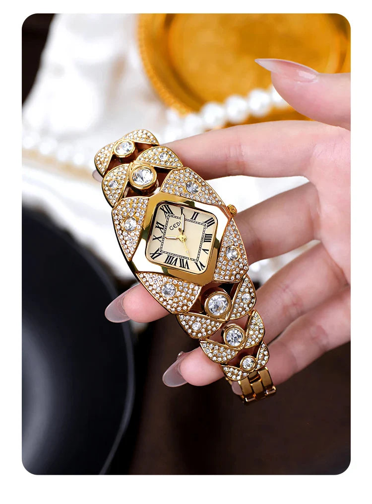CILIFER® New Women Watch Light Luxury Brand Diamond Inlaid Bracelet Watches Waterproof Ladies Fashion Quartz Clock Wristwatch Gift