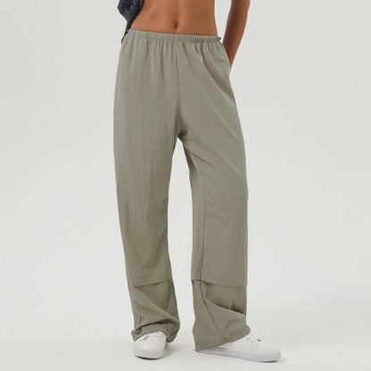 SFRCORD® Women Loose Yoga Pants Solid Color Outdoor Jogger Pants Breathable Quick Dry Pocket Sweatpants Female Running Sportswear