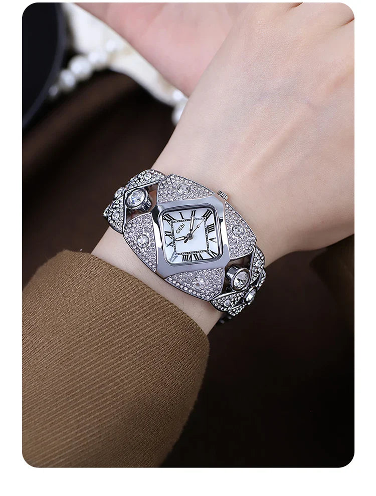 CILIFER® New Women Watch Light Luxury Brand Diamond Inlaid Bracelet Watches Waterproof Ladies Fashion Quartz Clock Wristwatch Gift