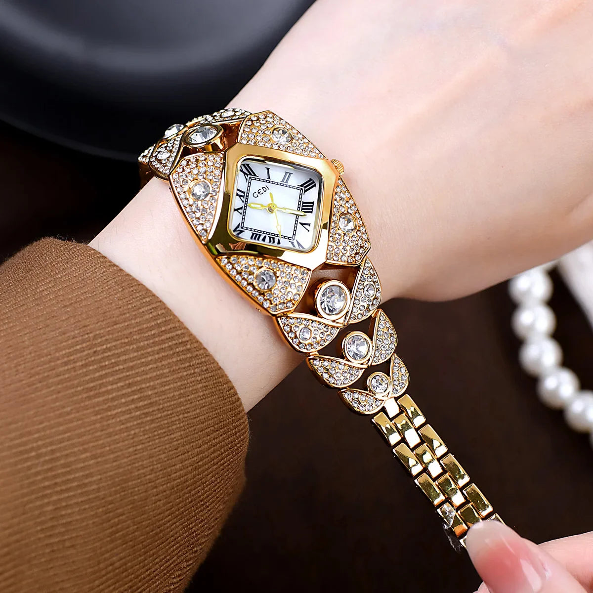CILIFER® New Women Watch Light Luxury Brand Diamond Inlaid Bracelet Watches Waterproof Ladies Fashion Quartz Clock Wristwatch Gift