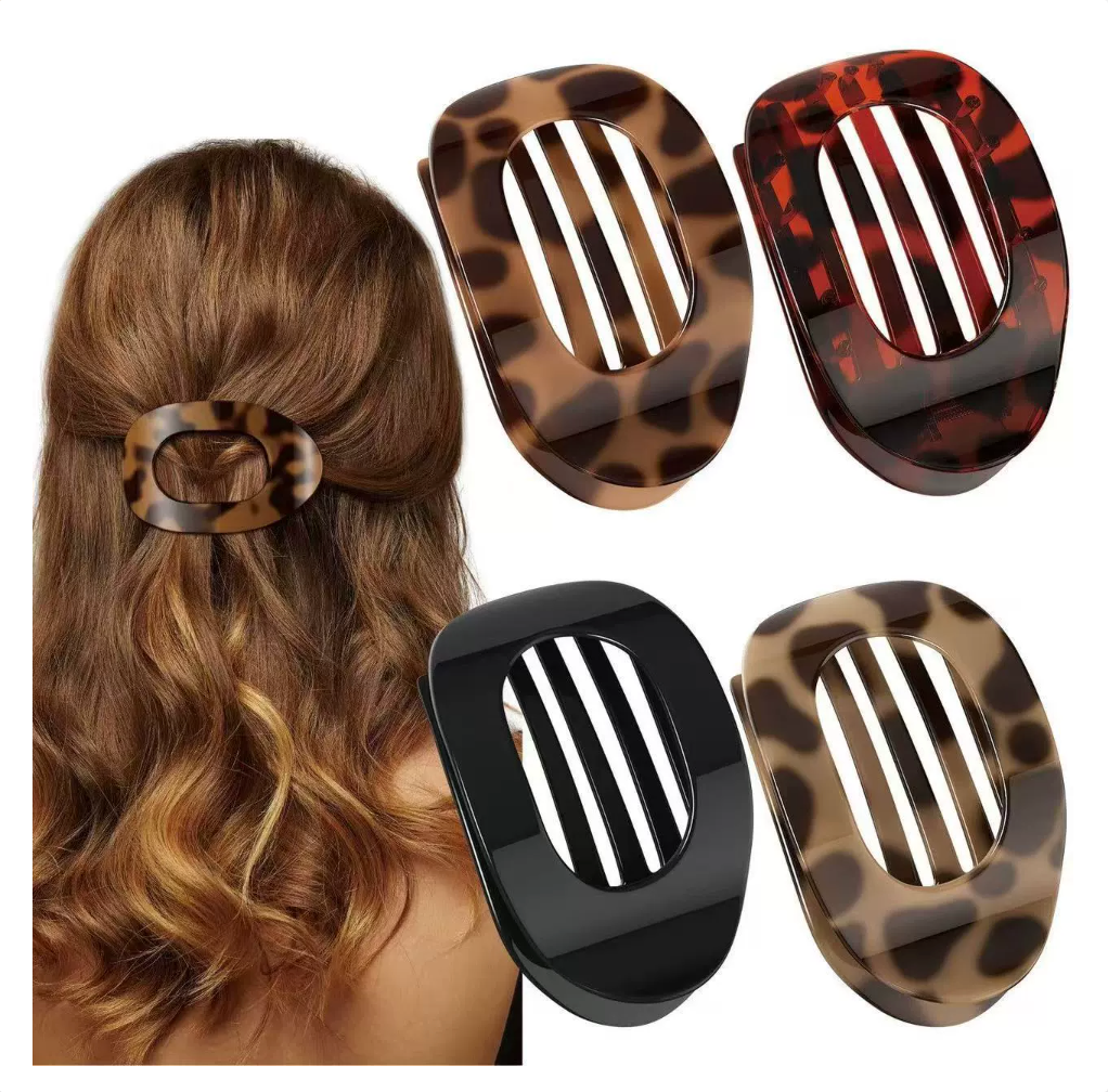[SUMMER SALE] CZTICLE® Solid Color Hair Clip, 4pcs Oval Acrylic Hair Clips Set for Women