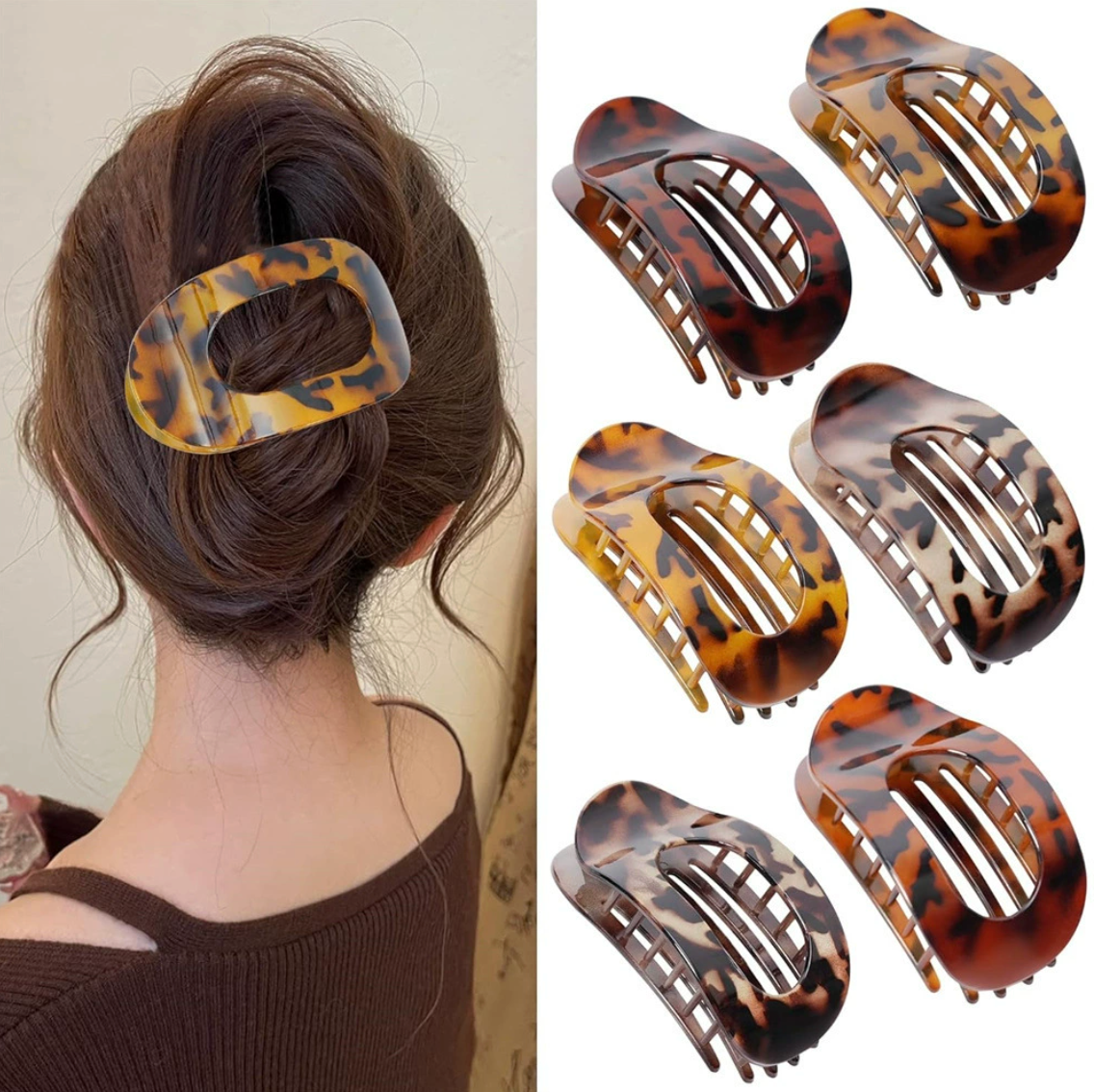 [BLACKFRIDAY SALE] CZTICLE® Solid Color Hair Clip, 4pcs Oval Acrylic Hair Clips Set for Women
