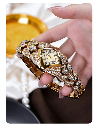 CILIFER® New Women Watch Light Luxury Brand Diamond Inlaid Bracelet Watches Waterproof Ladies Fashion Quartz Clock Wristwatch Gift