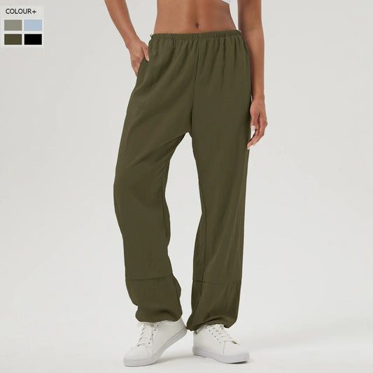 SFRCORD® Women Loose Yoga Pants Solid Color Outdoor Jogger Pants Breathable Quick Dry Pocket Sweatpants Female Running Sportswear