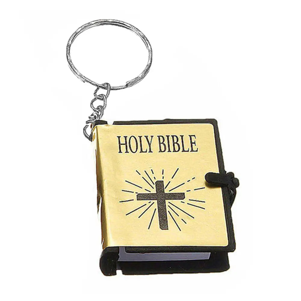 CILIFER® Mini English HOLY BIBLE Keychains Christian Jesus Cross Muslim Keyrings Women Bag Charm Prayer God Bless Key Holder Accessories