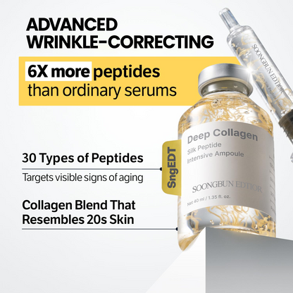 Silk Peptide Intensive Lifting Ampoule | Korean Anti-Aging Serum for Face with Collagen & 30 Peptide Complex | Skin Tightening & Firming (Botox Effect) | 72H Hydration