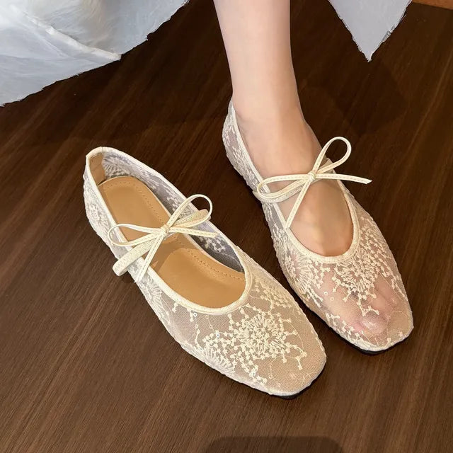 SFRCORD® Floral Flat Mesh Mary Jane Shoes