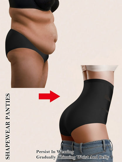 SFRCORD® Women's High-Waisted Briefs - Breathable Mesh & Ice Sliky Fiber Seamless Panties, No Show Comfort Underwear for Casual Attire, Solid Color Elegant Design, Shaping Underwear, Crosscrotch Design