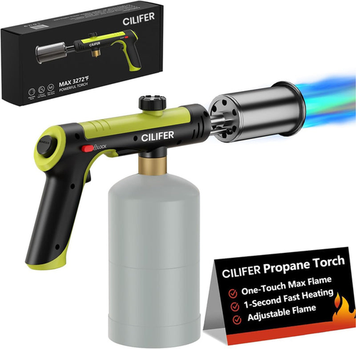 CILIFER® Powerful Propane Torch.Kitchen Cooking Torch With One-Touch. Charcoal Lighter with a Safety Lock. BBQ. Campfire. Fireplace
