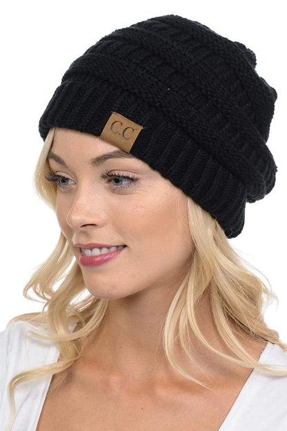 SFRCORD® Slouchy Thick Warm Cap Hat Skully Color Cable Knit Beanie
