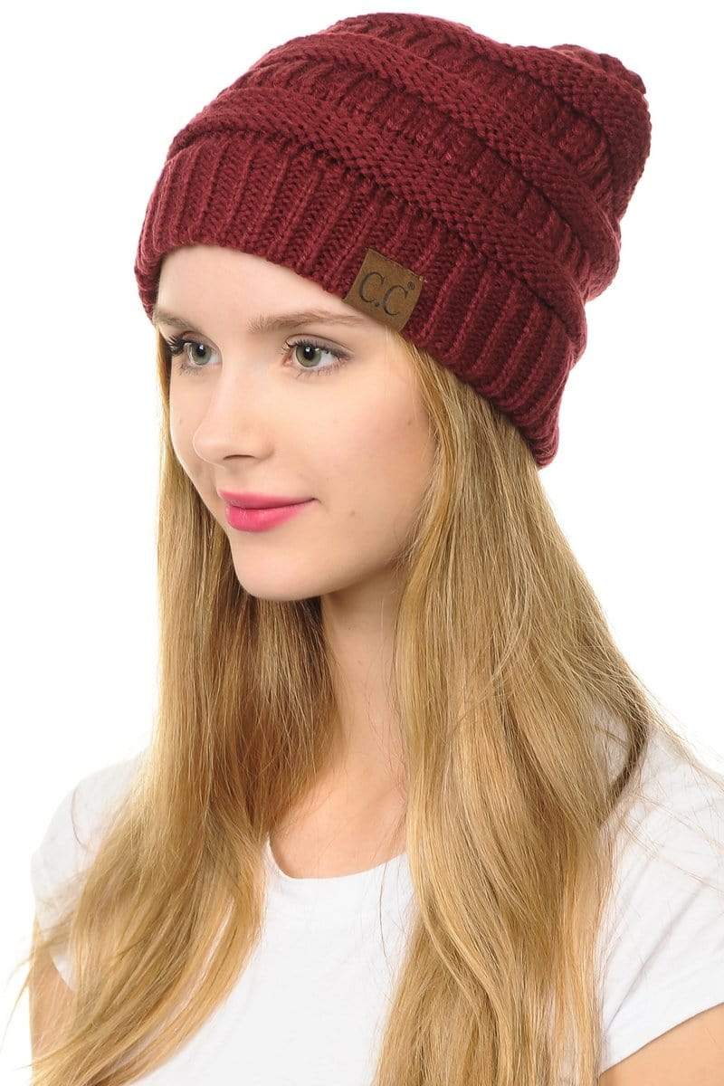 SFRCORD® Slouchy Thick Warm Cap Hat Skully Color Cable Knit Beanie