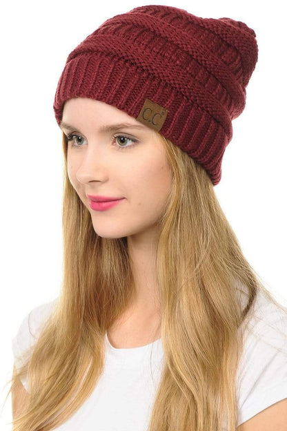 SFRCORD® Slouchy Thick Warm Cap Hat Skully Color Cable Knit Beanie