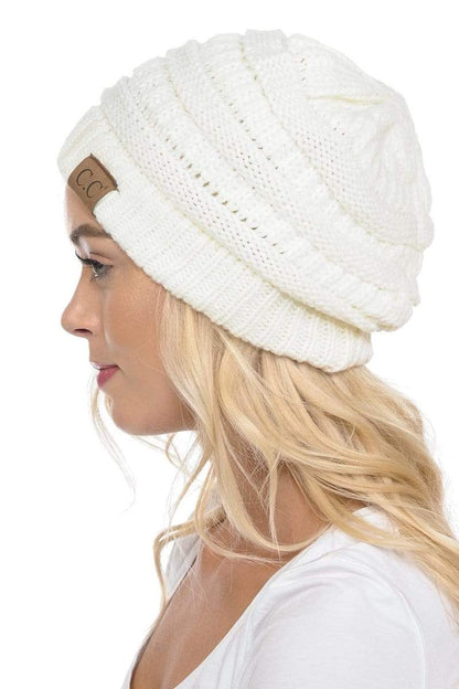 SFRCORD® Slouchy Thick Warm Cap Hat Skully Color Cable Knit Beanie