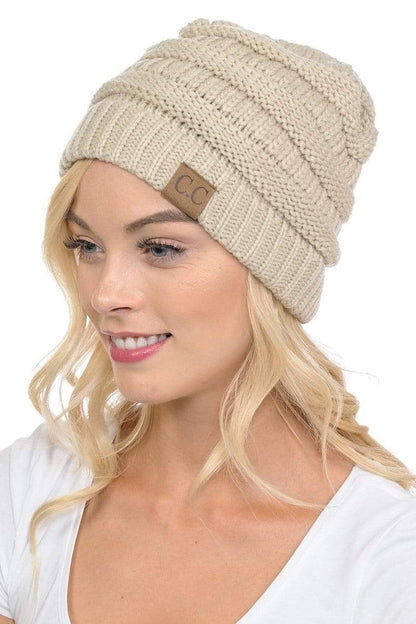 SFRCORD® Slouchy Thick Warm Cap Hat Skully Color Cable Knit Beanie