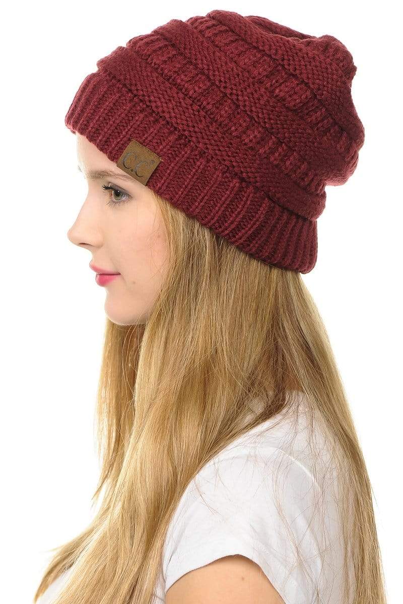 SFRCORD® Slouchy Thick Warm Cap Hat Skully Color Cable Knit Beanie