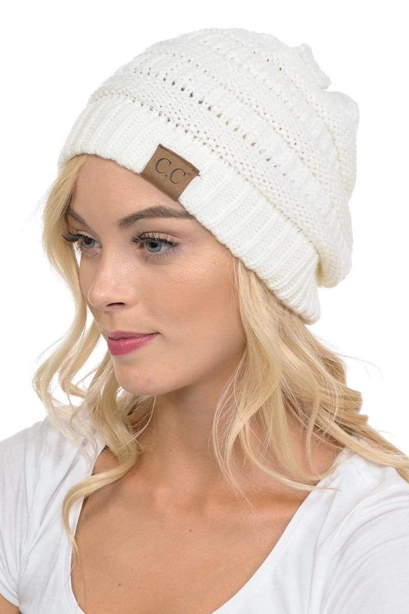 SFRCORD® Slouchy Thick Warm Cap Hat Skully Color Cable Knit Beanie