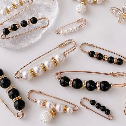 8-Piece Pearl Brooch Pin Set - Decorative Mixed-Style Fasteners for Cardigans & Dresses