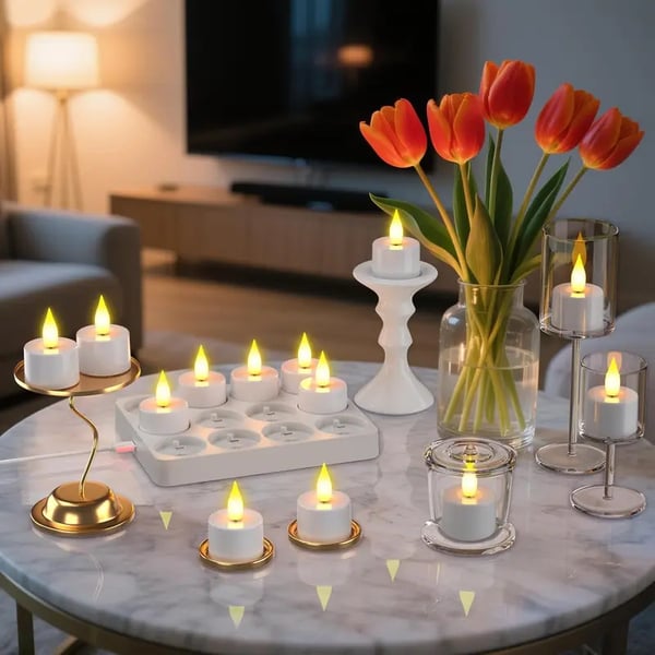 CILIFER® Flameless Candles, 12pcs USB Rechargeable Tea Lights Candles.