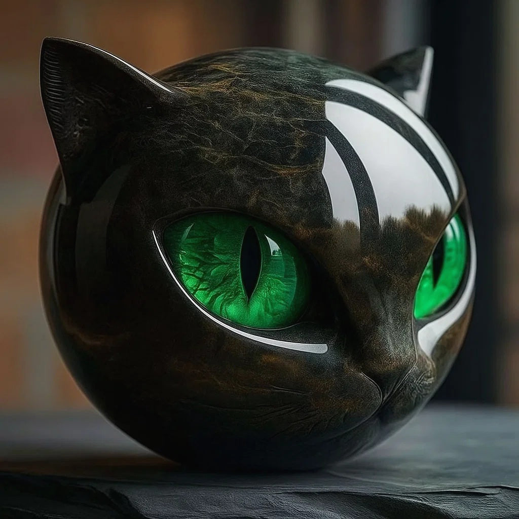 Luxury Black Cat Quartz Stone Sculpture – Elegant Home Décor & Gift-Ready Art Piece
