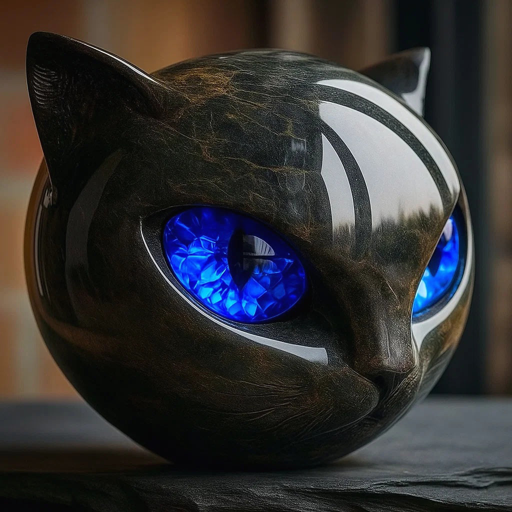 Luxury Black Cat Quartz Stone Sculpture – Elegant Home Décor & Gift-Ready Art Piece