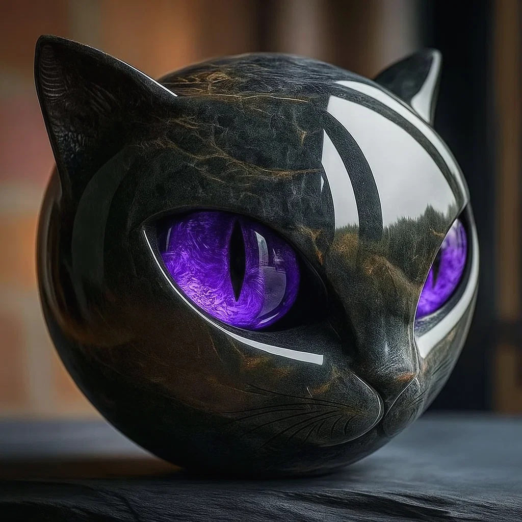 Luxury Black Cat Quartz Stone Sculpture – Elegant Home Décor & Gift-Ready Art Piece