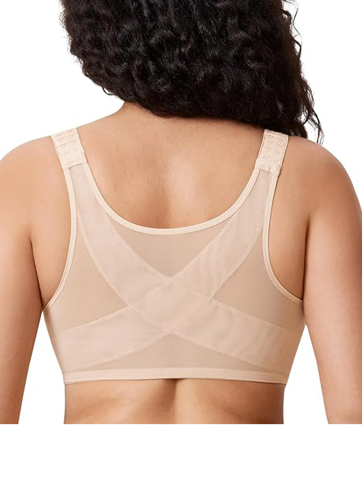 SFRCORD® Supportive front fastening posture bra. Underwired seamless double lined plunge.