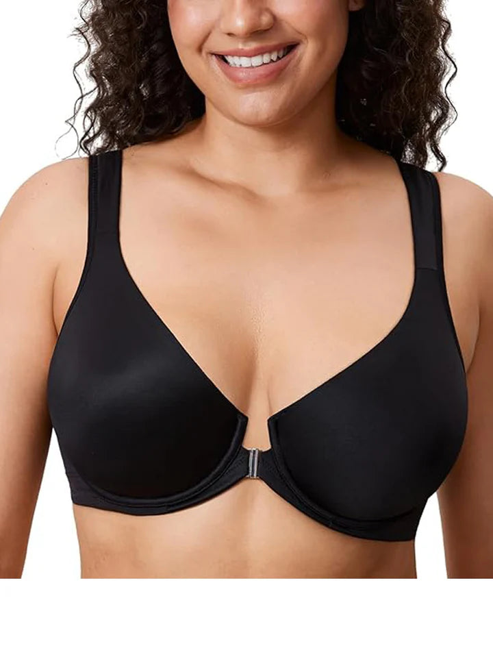 SFRCORD® Supportive front fastening posture bra. Underwired seamless double lined plunge.
