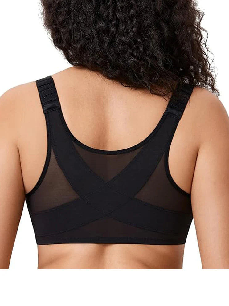 SFRCORD® Supportive front fastening posture bra. Underwired seamless double lined plunge.