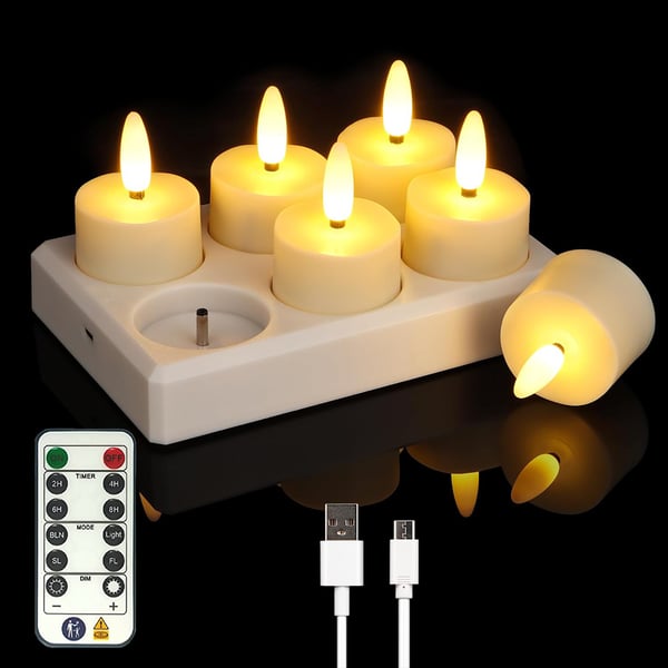 CILIFER® Flameless Candles, 12pcs USB Rechargeable Tea Lights Candles.