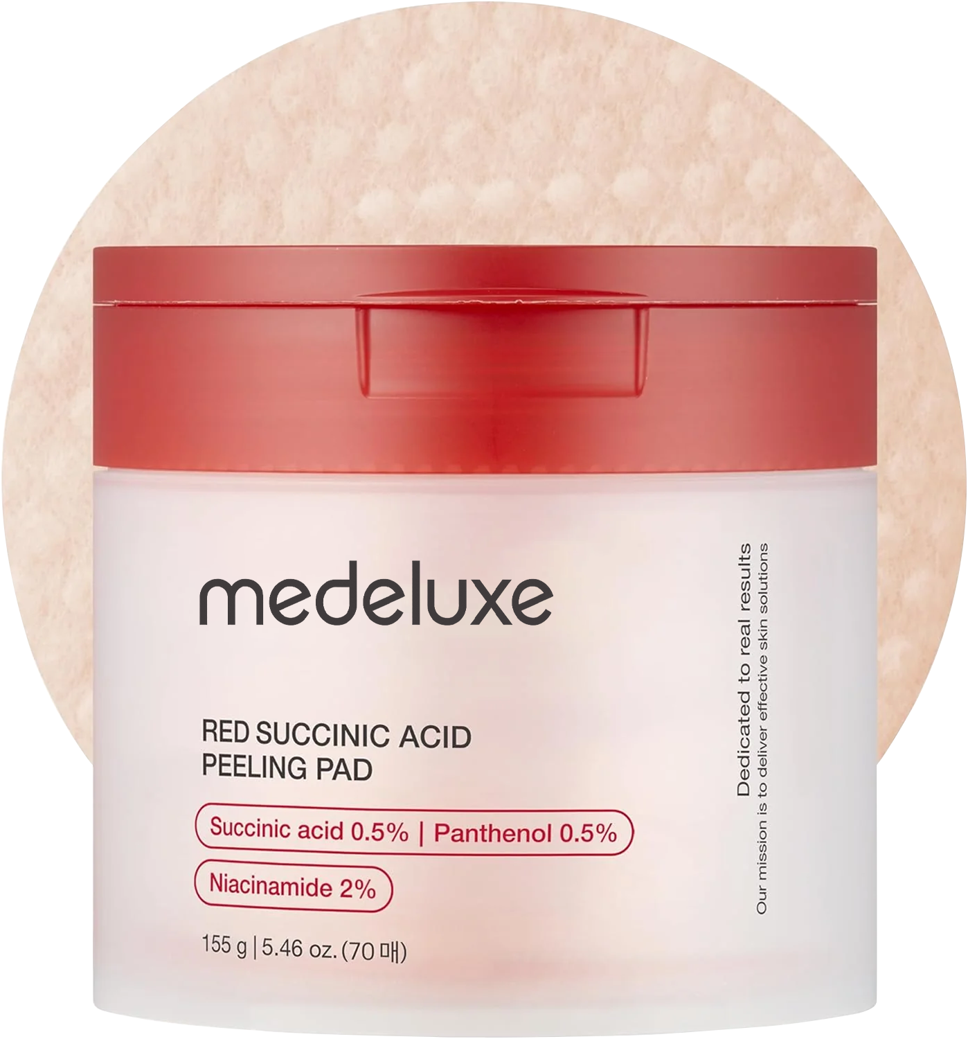 LUHAKA® Red Succinic Acid Panthenol Facial Peeling Pads - Exfoliating Toner Pads for Breakout-Prone Skin with Niacinamide. AHA. BHA. and Soothing Panthenol - Non-Comedogenic