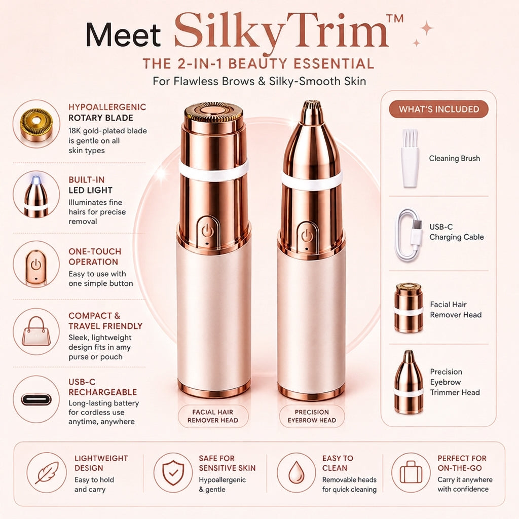SilkyTrim – 2-in-1 Eyebrow & Facial Hair Trimmer