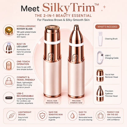SilkyTrim – 2-in-1 Eyebrow & Facial Hair Trimmer