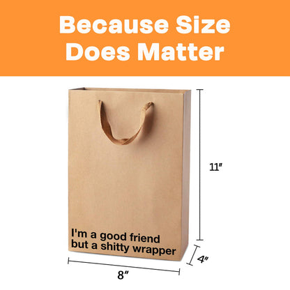 CILIFER® MilkToast Brands Funny Gift Bags. 11 x 8 x 4 Size. Just Smile And Say You Love It. Pack of 2 Brown Kraft Paper Bags with Sarcastic Phrases. Funny Gift Bags for Christmas and White Elephant Gifts