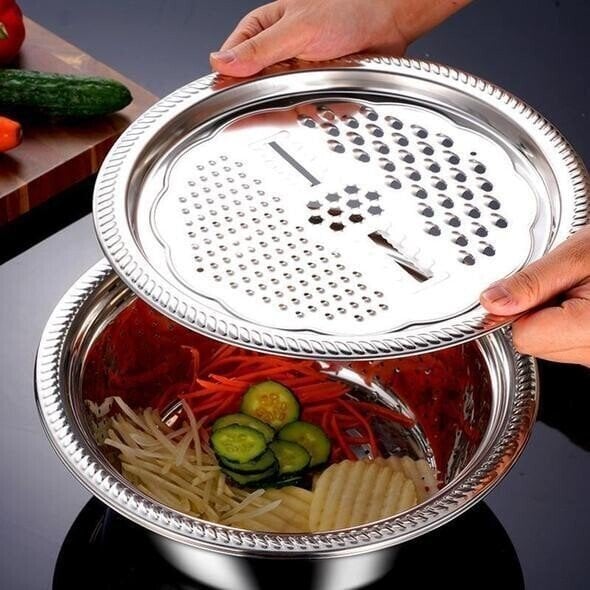 Multifunctional Stainless Steel Basin Set – 3-Piece Kitchen Essential