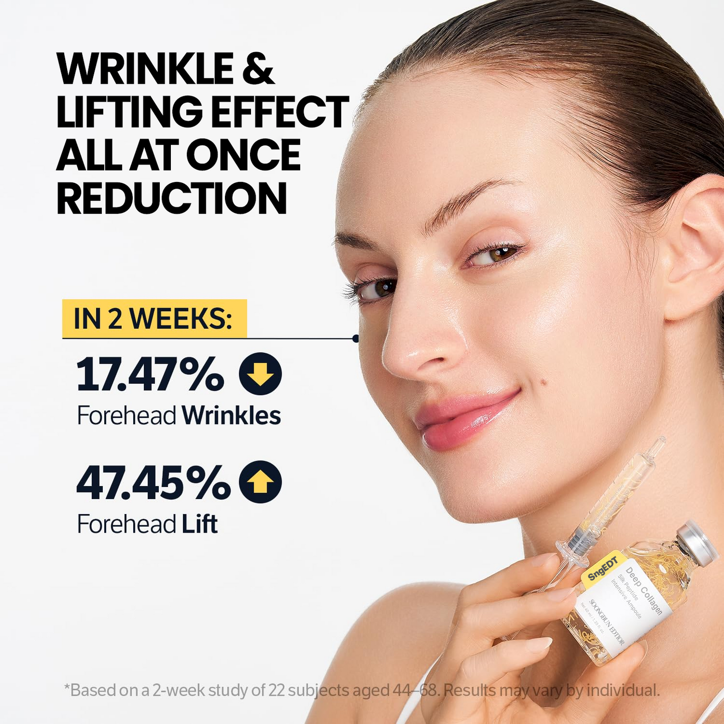 Silk Peptide Intensive Lifting Ampoule | Korean Anti-Aging Serum for Face with Collagen & 30 Peptide Complex | Skin Tightening & Firming (Botox Effect) | 72H Hydration