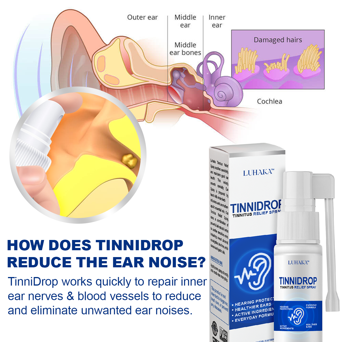 🔥Anniversary Promotion 🔥 TinniDrop Tinnitus Relief Spray-give you a world that sounds better✅