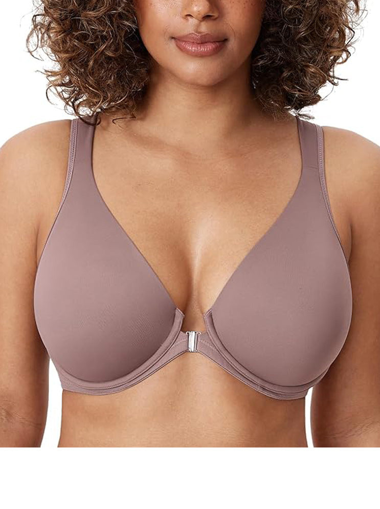 SFRCORD® Supportive front fastening posture bra. Underwired seamless double lined plunge.