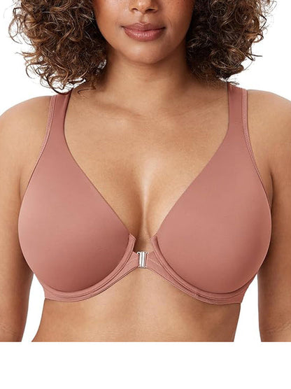 SFRCORD® Supportive front fastening posture bra. Underwired seamless double lined plunge.